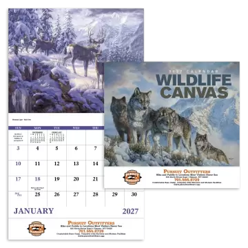 Wildlife Canvas Appointment Wall Calendar - Stapled